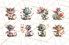 Valentine Dragon Clipart PNG Fantasy Doodle Illustration Product Image 5