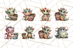 Valentine Dragon Clipart PNG Fantasy Doodle Illustration Product Image 9