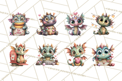 Valentine Dragon Clipart PNG Fantasy Doodle Illustration Product Image 4