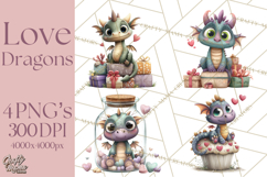 Valentine Dragon Clipart PNG Fantasy Doodle Illustration Product Image 1