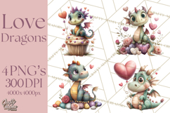 Valentine Dragon Clipart PNG Fantasy Doodle Illustration Product Image 1
