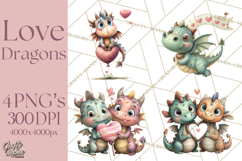 Valentine Dragon Clipart PNG Fantasy Doodle Illustration Product Image 1