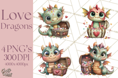 Valentine Dragon Clipart PNG Fantasy Doodle Illustration Product Image 1