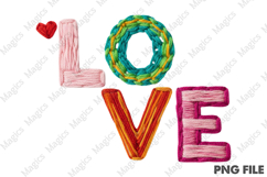 Love Embroidery PNG, Valentine's Day PNG Product Image 1