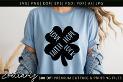 FAITH HOPE LOVE LUCK SHAMROCK SVG St Patrick's Day T-shirt Product Image 4