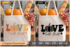 Love Fall Y&#039;all SVG File | Fall Retro SVG Product Image 2