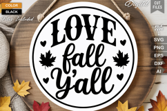 Love Fall Y&#039;all SVG File | Fall Round Sign SVG Product Image 2