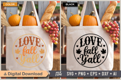Love Fall Y&#039;all SVG File | Fall Round Sign SVG Product Image 4