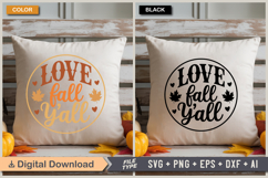 Love Fall Y&#039;all SVG File | Fall Round Sign SVG Product Image 5