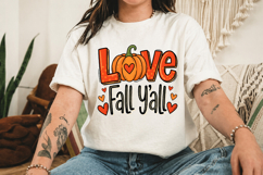 Love Fall Y’all PNG for Sublimation, Colorful Thanksgiving Product Image 3