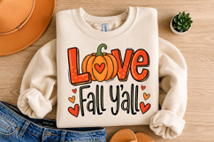 Love Fall Y’all PNG for Sublimation, Colorful Thanksgiving Product Image 4