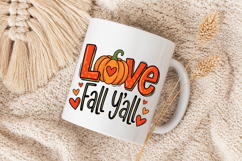 Love Fall Y’all PNG for Sublimation, Colorful Thanksgiving Product Image 5