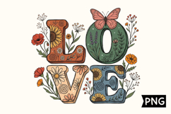 Love Floral Butterfly PNG Design Product Image 1