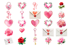 Love Floral Watercolor Flowers Clipart Bundle 44 | PNGs Product Image 2