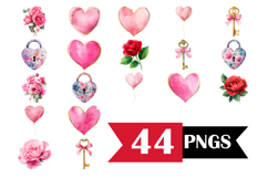 Love Floral Watercolor Flowers Clipart Bundle 44 | PNGs Product Image 3