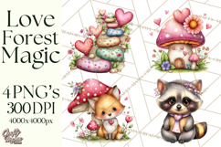 Valentine Mini World, Heart Mushroom Forest, Fairy Love Png Product Image 1