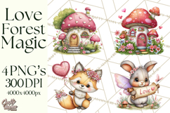 Valentine Mini World, Heart Mushroom Forest, Fairy Love Png Product Image 1
