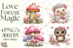 Valentine Mini World, Heart Mushroom Forest, Fairy Love Png Product Image 1