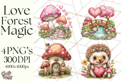 Valentine Mini World, Heart Mushroom Forest, Fairy Love Png Product Image 1