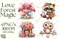 Valentine Mini World, Heart Mushroom Forest, Fairy Love Png Product Image 1