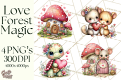 Valentine Mini World, Heart Mushroom Forest, Fairy Love Png Product Image 1