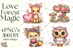 Valentine Mini World, Heart Mushroom Forest, Fairy Love Png Product Image 1