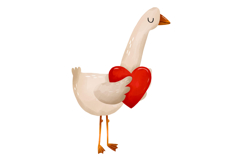 Watercolor Valentine Goose Clipart Birds &amp; Cupid Product Image 2