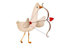 Watercolor Valentine Goose Clipart Birds &amp; Cupid Product Image 6