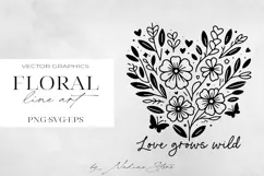 Floral Line Art Clipart | Wildflower SVG, PNG, EPS. Product Image 1