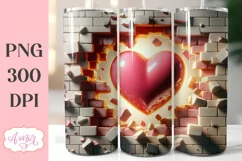 Love heart 3D tumbler wrap, Valentine's Day sublimation PNG Product Image 1