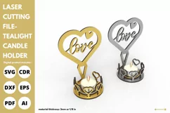 Love & heart candle stick stand - svg - laser cut file Product Image 3