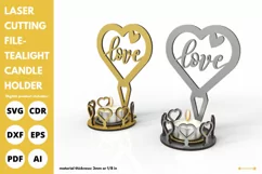 Love & heart candle stick stand - svg - laser cut file Product Image 1