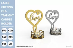Love & heart candle stick stand - svg - laser cut file Product Image 4