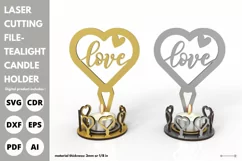 Love & heart candle stick stand - svg - laser cut file Product Image 5