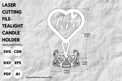 Love & heart candle stick stand - svg - laser cut file Product Image 2