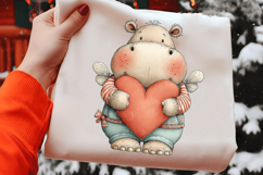 Love Heart Hippo Clipart Sublimation Product Image 2
