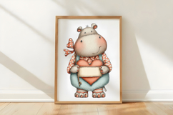 Love Heart Hippo Clipart Sublimation Product Image 3