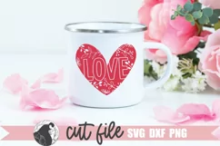 Floral Valentine SVG shown on a white mug