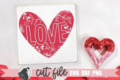 Floral Valentine SVG shown on a wood sign
