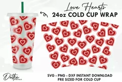Love Hearts No Gap Starbucks Wrap SVG | 24oz Cold Cup Product Image 1