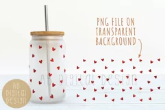 Red Love Hearts 16oz Glass Can Valentines Sublimation Design Product Image 2