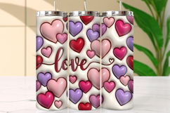 Love Hearts Pastel &amp; Red Pattern Tumbler Wrap Product Image 1