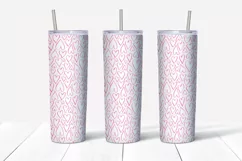 Romantic ornament for skinny 20 Oz Tumbler with Hand Drawn doodle hearts, strips, polka dot. Cute design for Valentine’s day, birthday, gift.