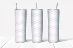 Romantic ornament for skinny 20 Oz Tumbler with Hand Drawn doodle hearts, strips, polka dot. Cute design for Valentine’s day, birthday, gift.
