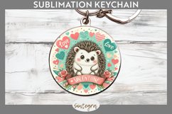 Love Hedgehog v1 Round Keychain Sublimation Product Image 1