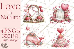 Love In Nature Clipart PNG, Whimsical Hearts Product Image 1