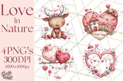Love In Nature Clipart PNG, Whimsical Hearts Product Image 1