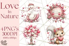 Love In Nature Clipart PNG, Whimsical Hearts Product Image 1