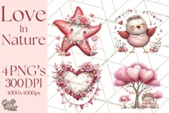 Love In Nature Clipart PNG, Whimsical Hearts Product Image 1