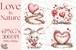 Love In Nature Clipart PNG, Whimsical Hearts Product Image 1